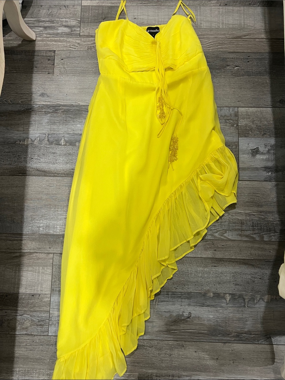 Anthropologie Bright Yellow Asymmetrical Ruffle Skirt